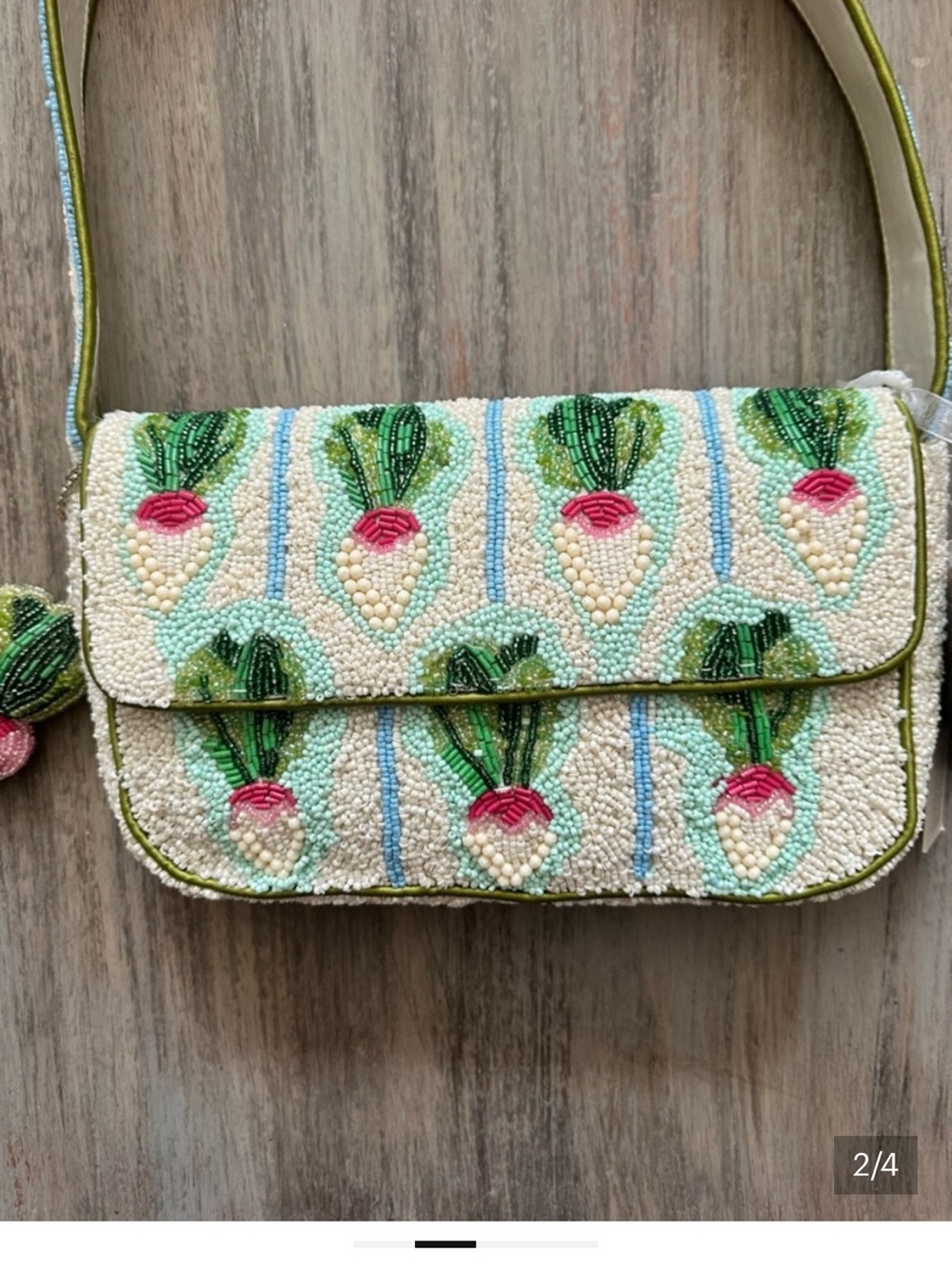 Viral Beaded radish vegetable sequin beaded Anthro Handmade in India